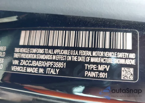 2017 Jeep Renegade Sport 4X4 из США, поврежденный, VIN ZACCJBABXHPF35851